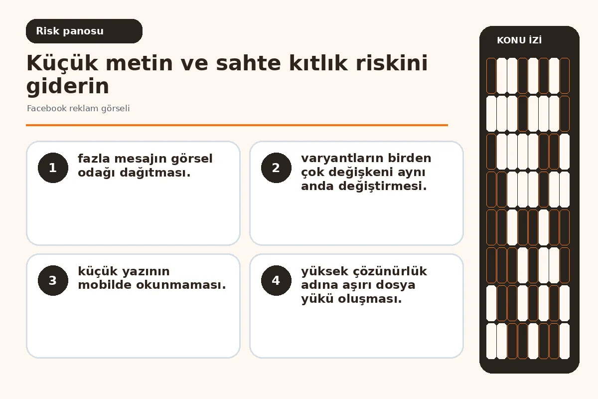 küçük metin ve çok değişkenli test uyarılarını gösteren kalite ekranı.